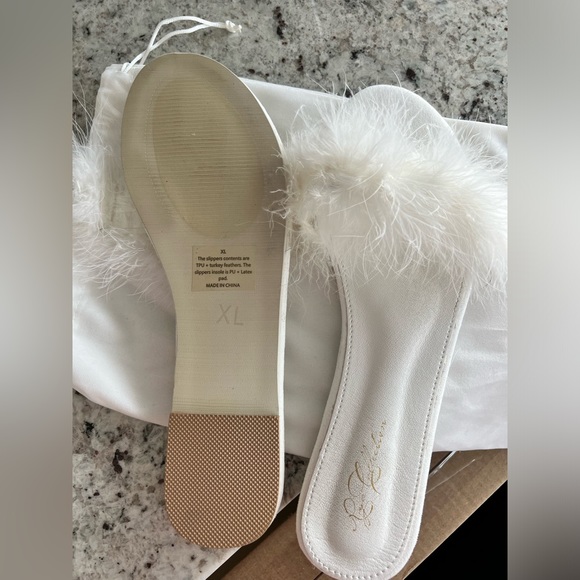Rya collection feather trimmed slipper ivory - Picture 2 of 5